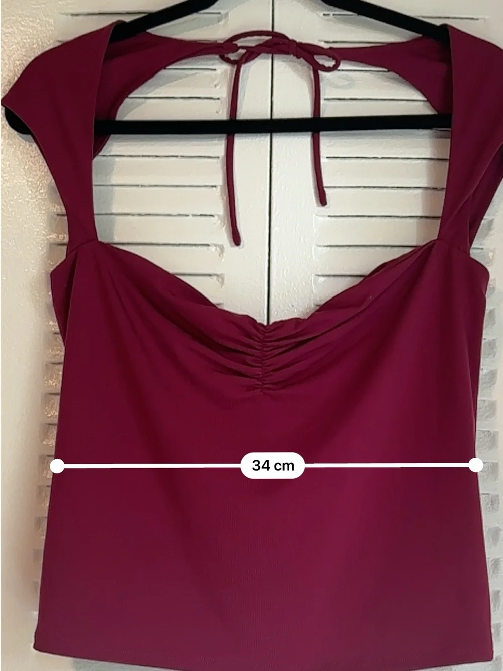 Garage Deep Raspberry Ruched Cap Sleeve Top | Size L - Picture 9 of 10